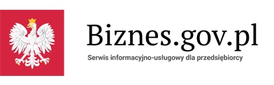 Herb Polski - orzeł w koronie oraz napis: Biznes.gov.pl.